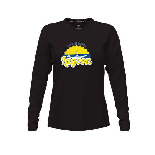 [CUS-DFW-TEES-PER-VNK-LSL-BLK-FYXS-LOGO1] Performance T-Shirt (Female Youth XS, Black, V Neck, Logo 1, Long Sleeve)